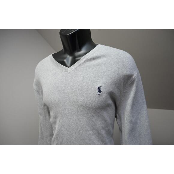 Polo Ralph Lauren Pima V Neck Pullover Sweater Gray Long Sleeve Mens Sz Large - Picture 3 of 9
